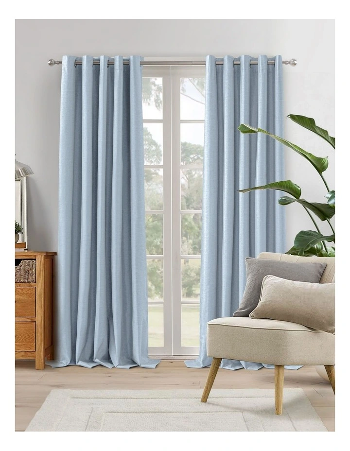 Blockout Eyelet Curtain Pair in Ocean Blue