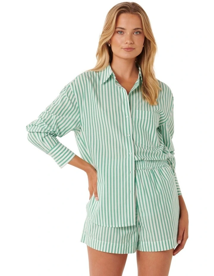 Sophie Stripe Poplin Shirt in Green