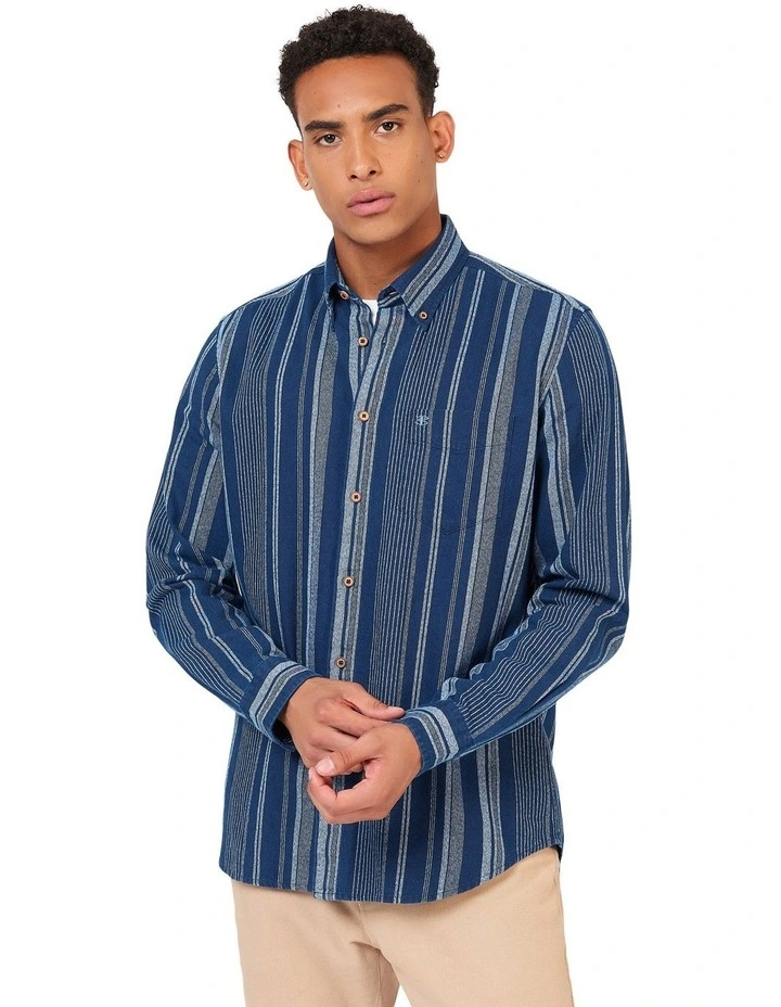 Indigo Stripe Long Sleeve Shirt in Blue