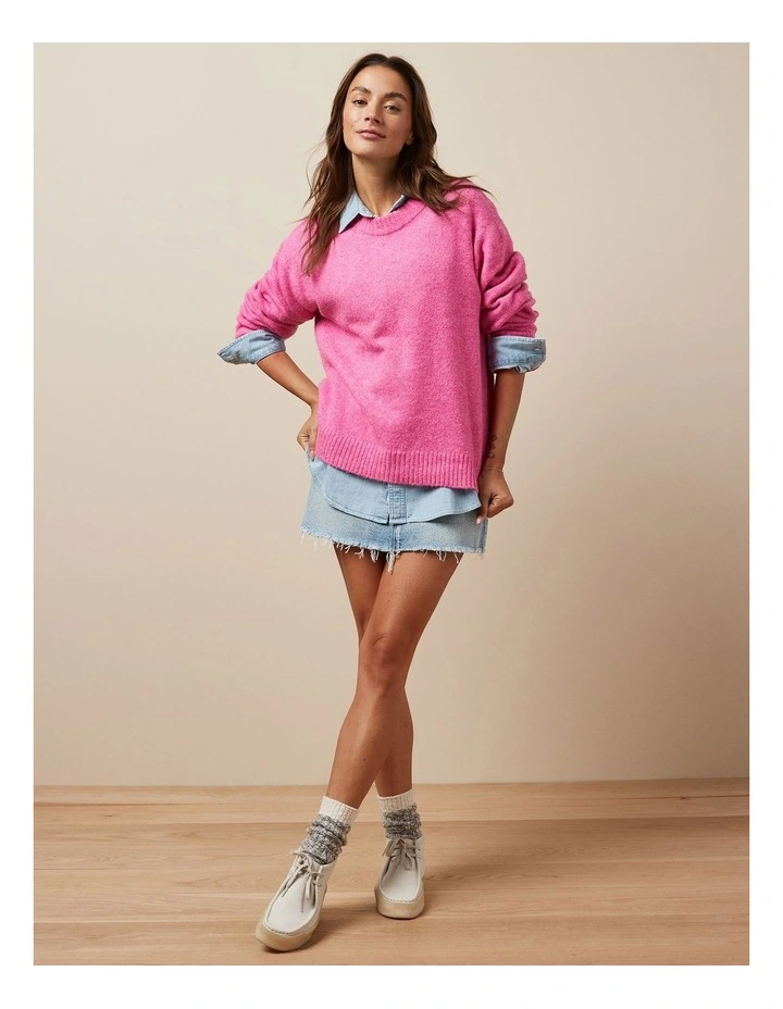 Whoa So Soft Crewneck Sweater in Pink
