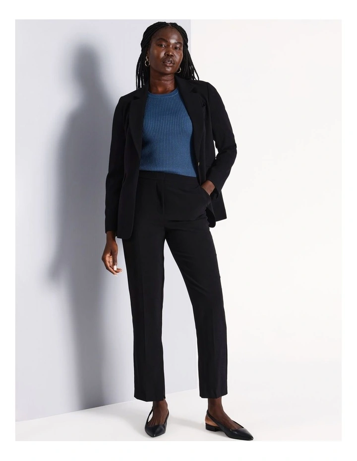 Ava Straight Leg Suit Pant in Black