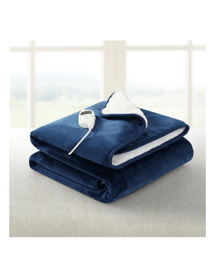 Heated Electric Throw Rug Blanket in Navy