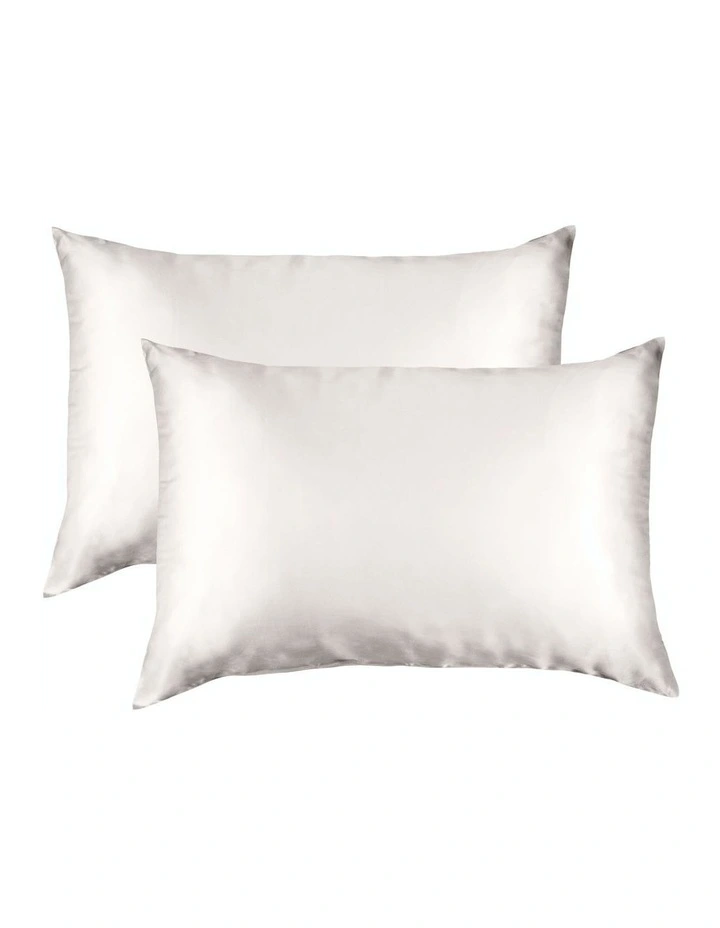 Mulberry Soft Silk Hypoallergenic Pillowcase Twin Pack 51x76cm in Silver