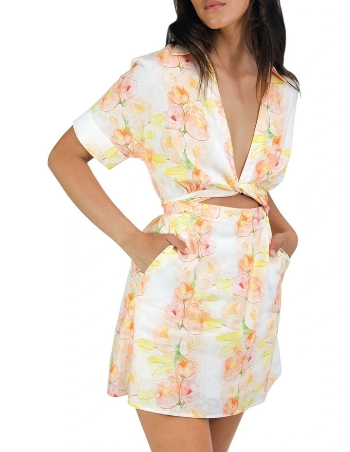 Open Arms Cut Out Dress in Floral Bouquet