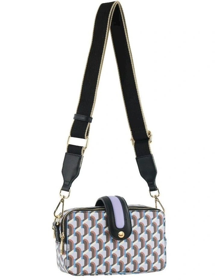 Geometric Cross-Body Bag with Webbing Strap in Lilac