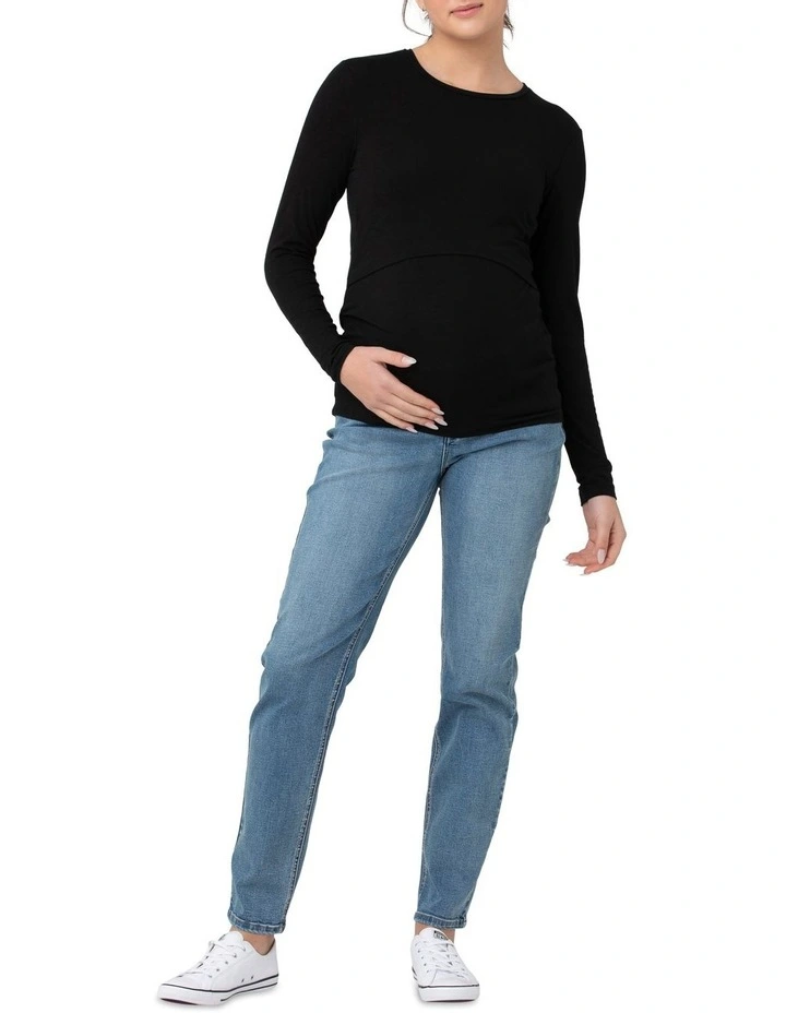 Organic Cotton Nursing Top in Black