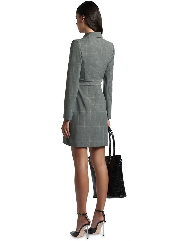 Buckle Detail Blazer Dress in Grey Melange
