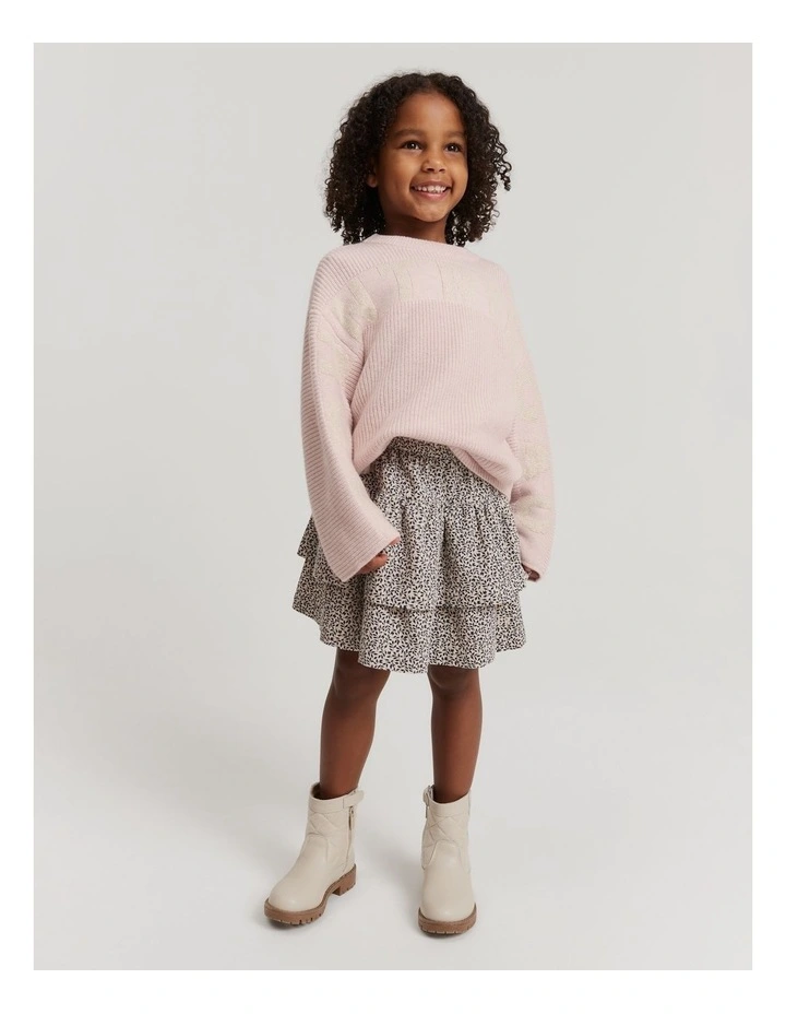Logo Intarsia Knit Top in Pink Marle