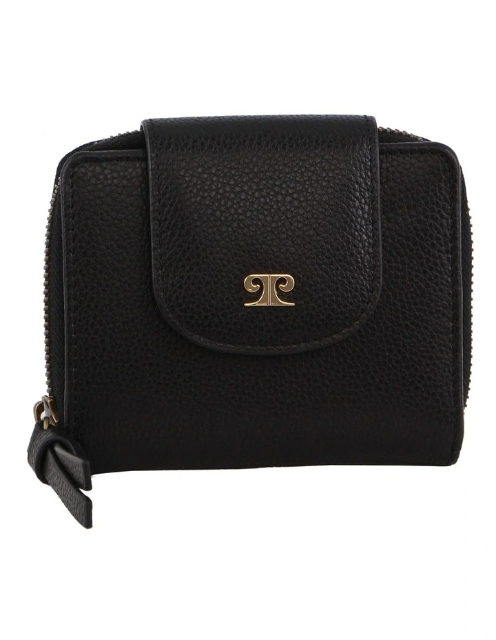 Leather Tab Bi-Fold Wallet in Black