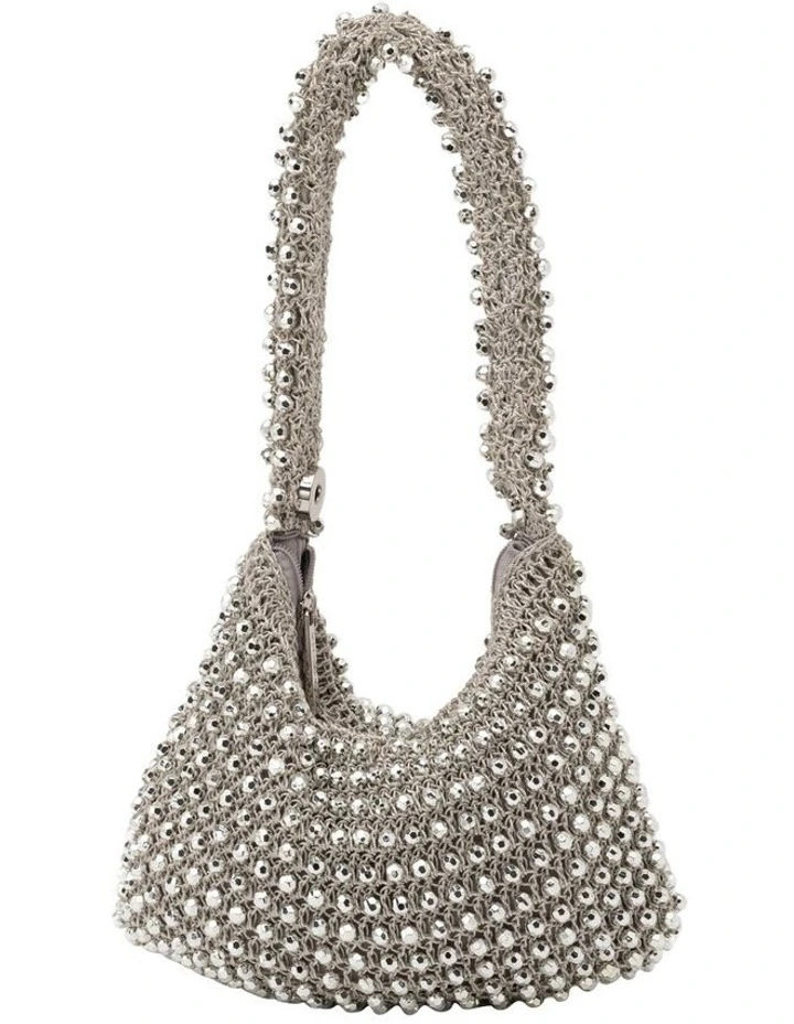 Tiana Dainty Beaded Bag in Silver