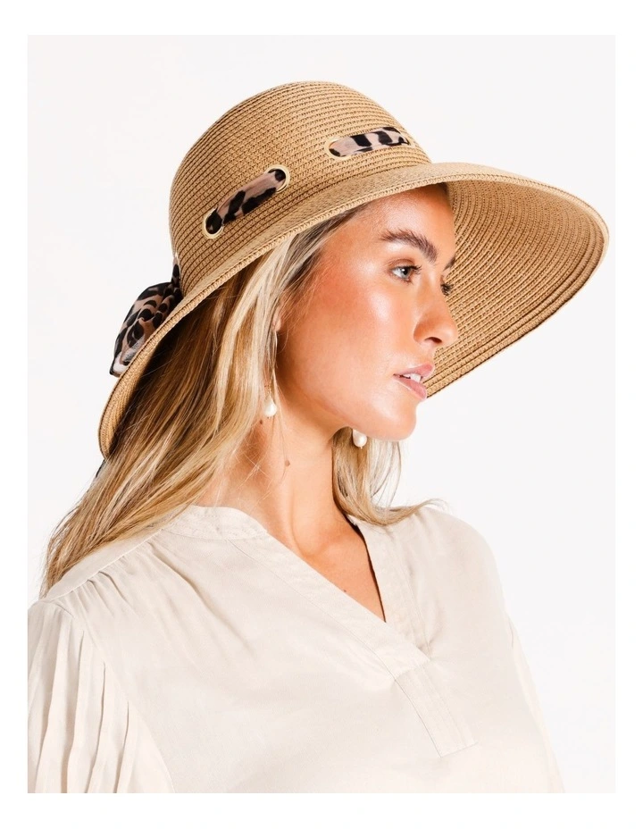 Scarf Detail Summer Hat in Natural