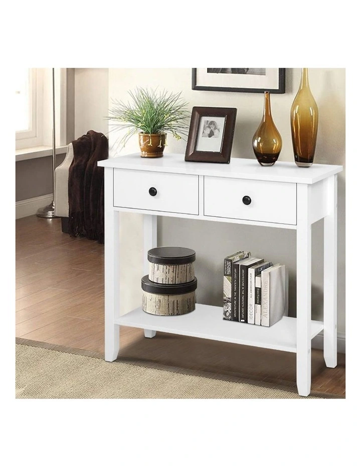 2 Drawers Console Table 80cm in White