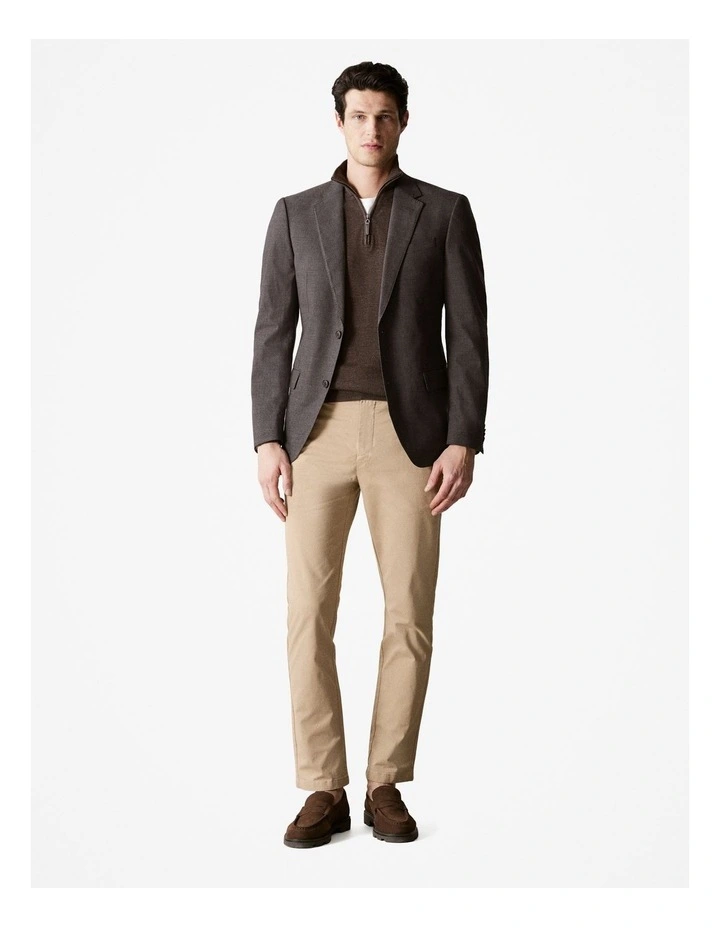 Italian Prince Of Wales Check Blazer in Chocolate