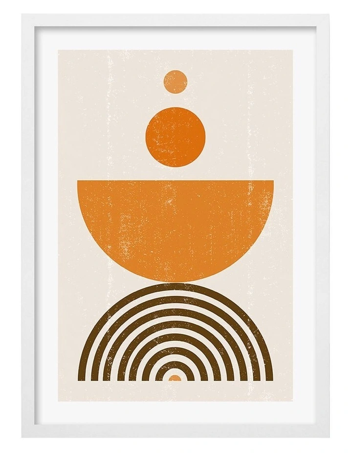 Australian Made Orange Boho Sun Bowl Art Print A2in White Frame