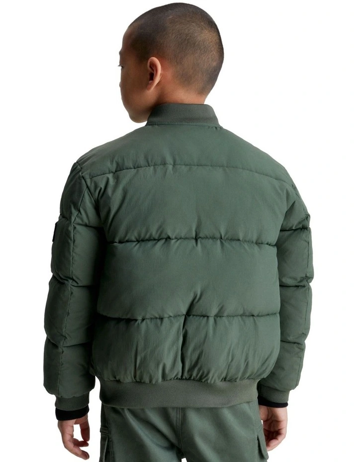 Puffy Minimal Bomber Jacket in Thyme
