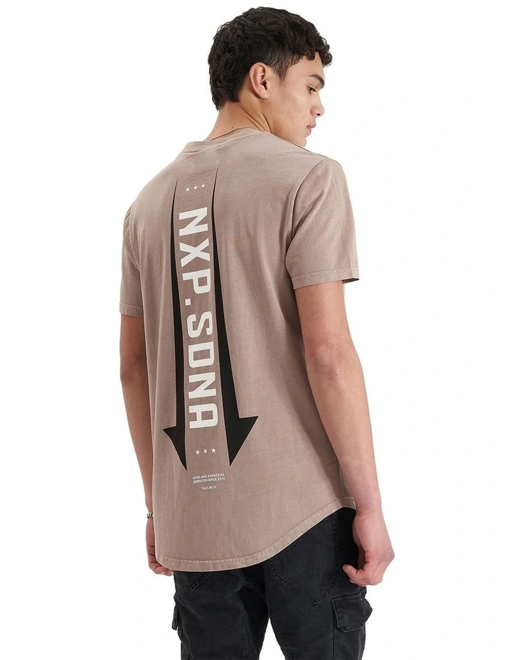 Grain Dual Curved Tee in Pigment Bark