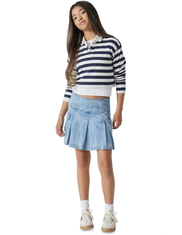 Abbie Rugby Long Tee in Blue