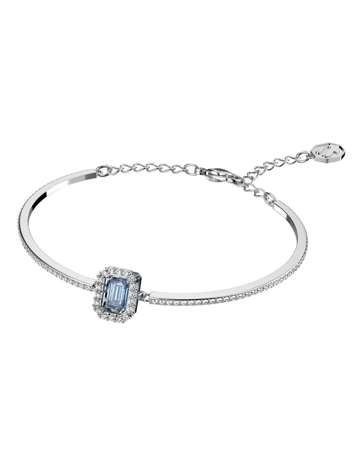 Millenia Bangle Octagon Cut Pave Rhodium Plated in Blue