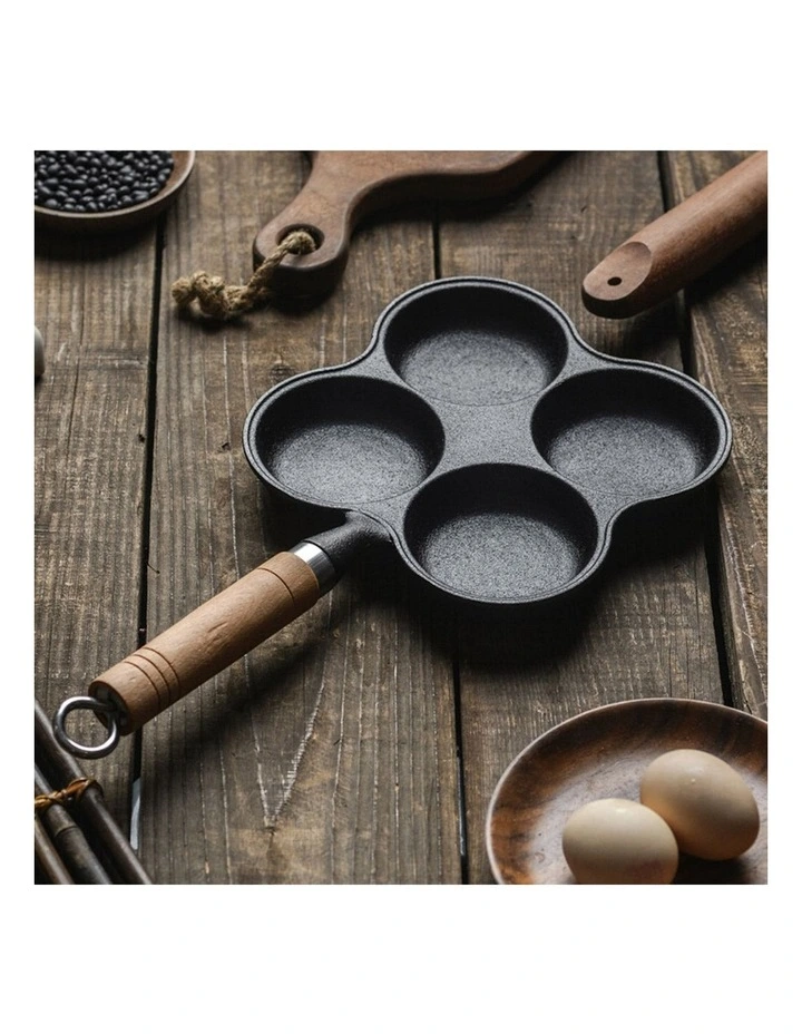 4 Mold Multi-Portion Cast Iron Fry Pan in Black