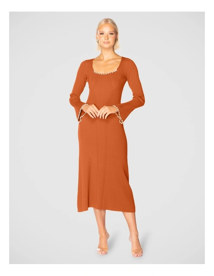 Grecia Knit A-line Dress in Rust
