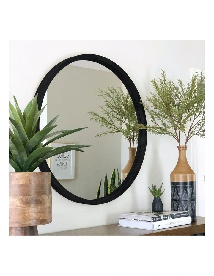 Tina 60cm Black Solid Wood Mirror