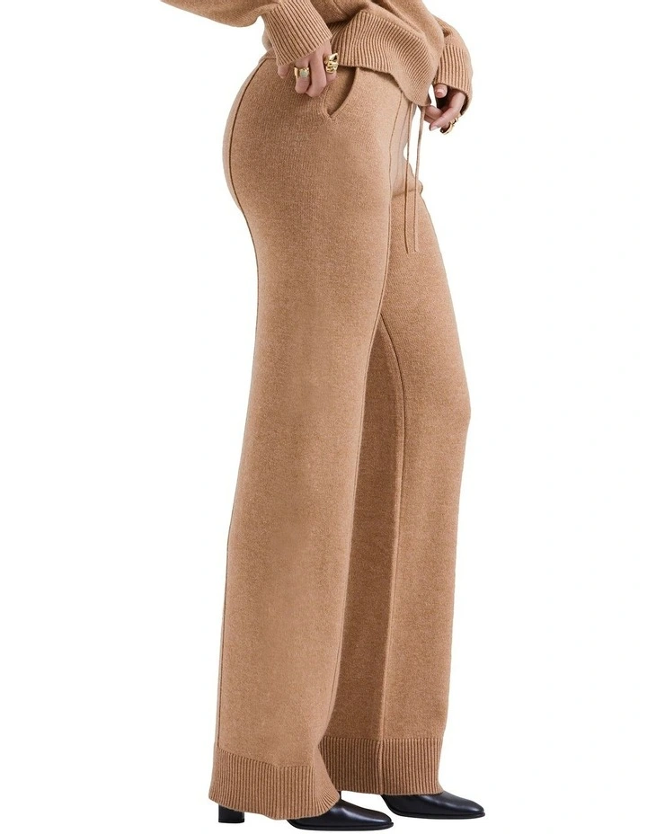 Yalina Cashmere Blend Trousers in Camel
