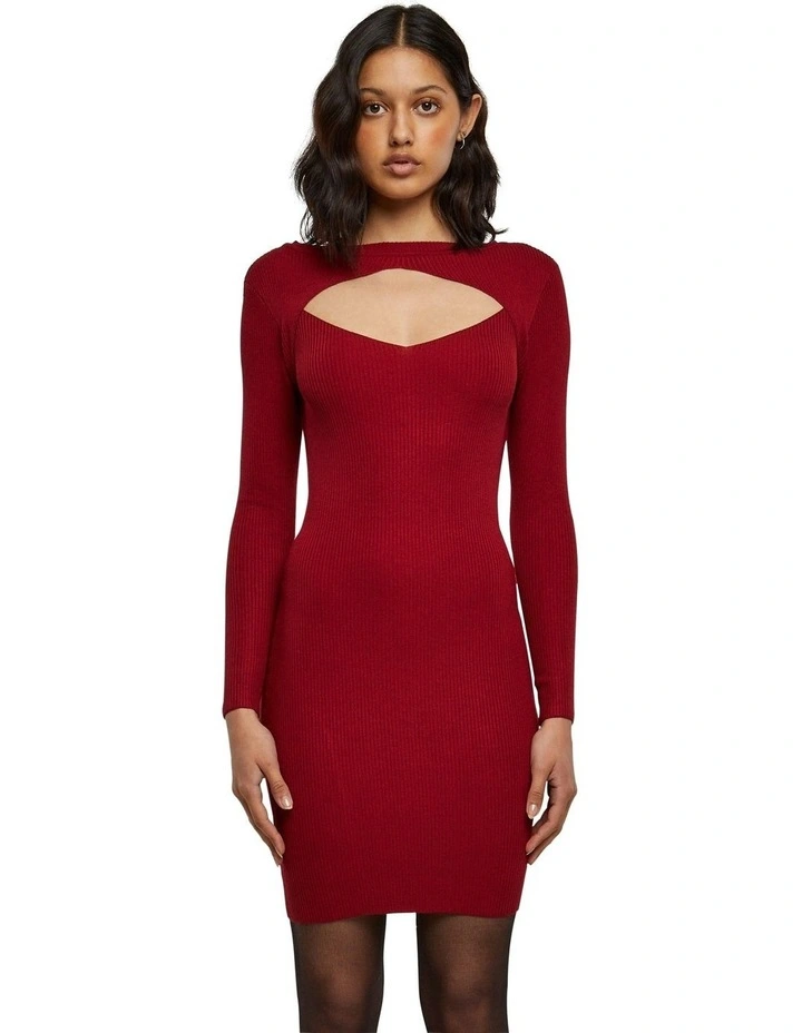 Cut Out Dress in Burgundy