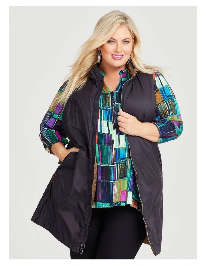 Longling Puffer Vest in Bronze/Black