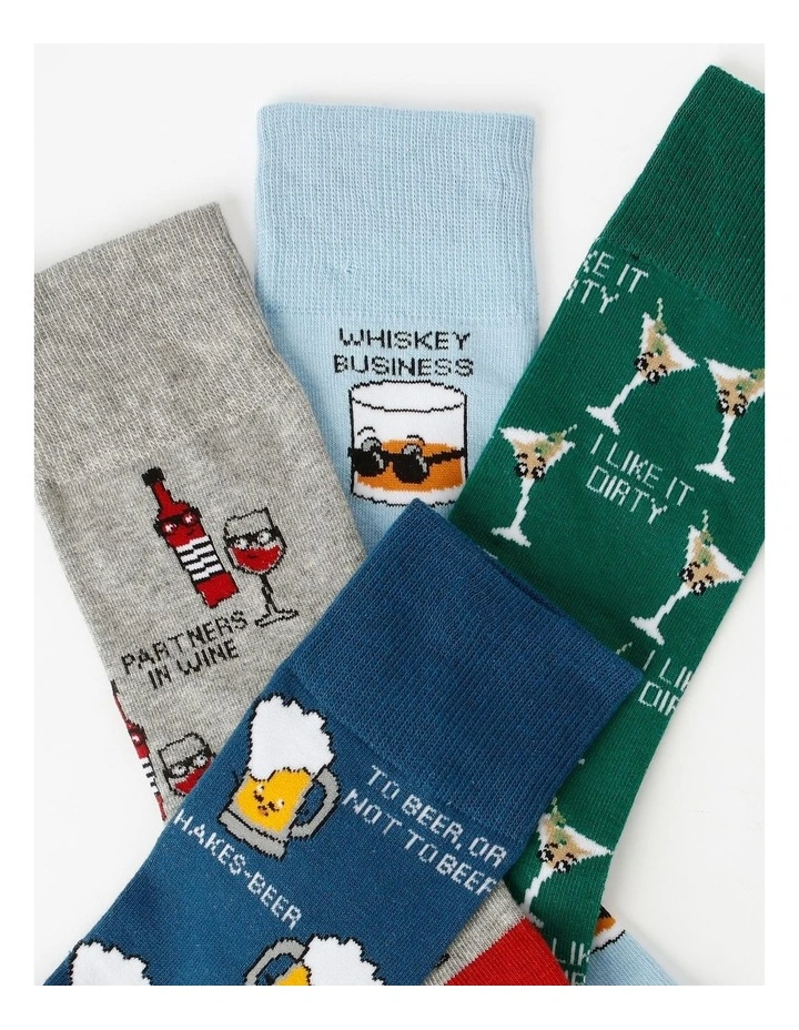 4 Pack Drinks Socks in Assorted