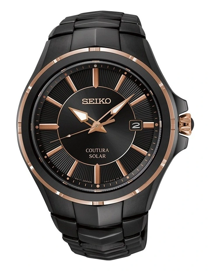 Coutura Solar Black Stainless Steel Dress/Sports Watch SNE516P