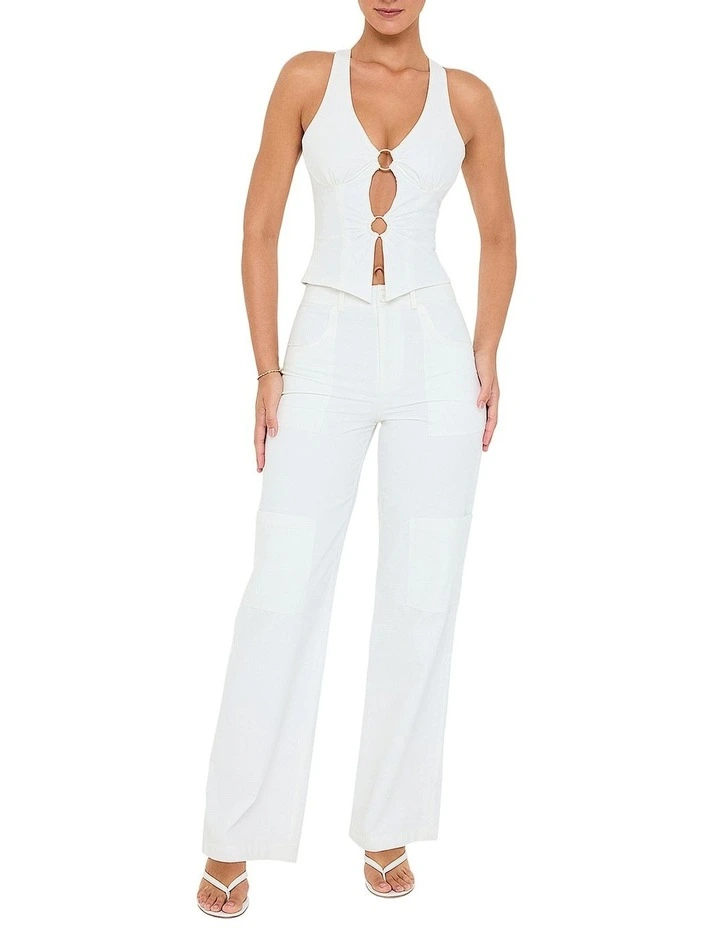 Baggy Cargo Trousers in White