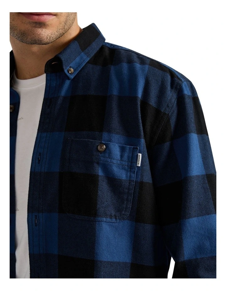 Ronson Check Over Shirt in Cobalt Check