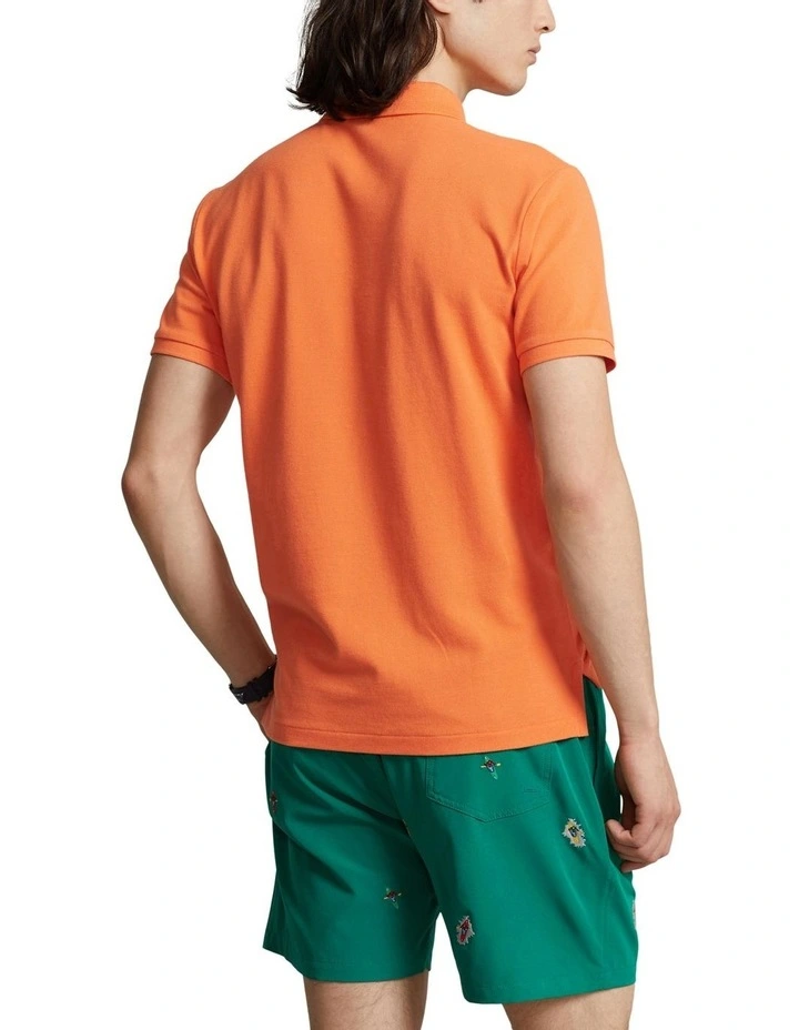 Custom Slim Fit Mesh Polo Shirt in Orange
