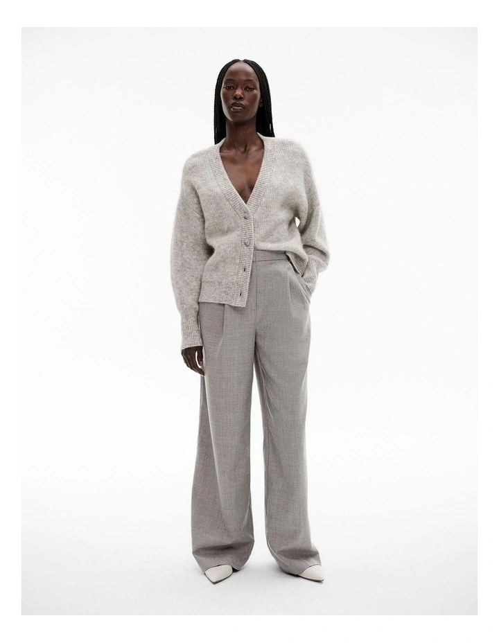Tactile Knit Cardigan in Light Grey Marle