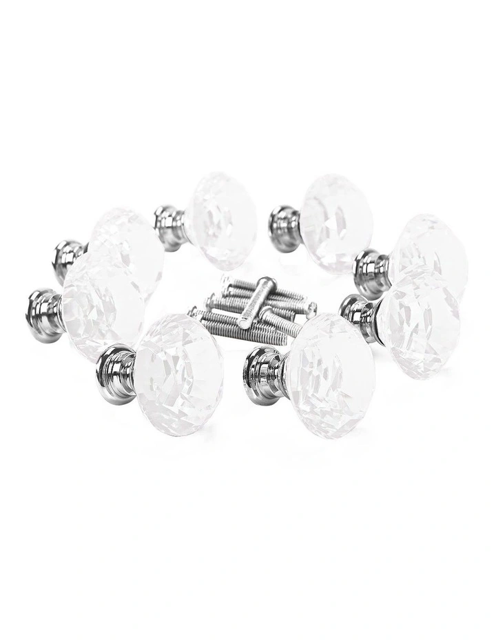 Diamond Crystal Cabinet Knobs 40mm Diameter 16 Pieces in Clear