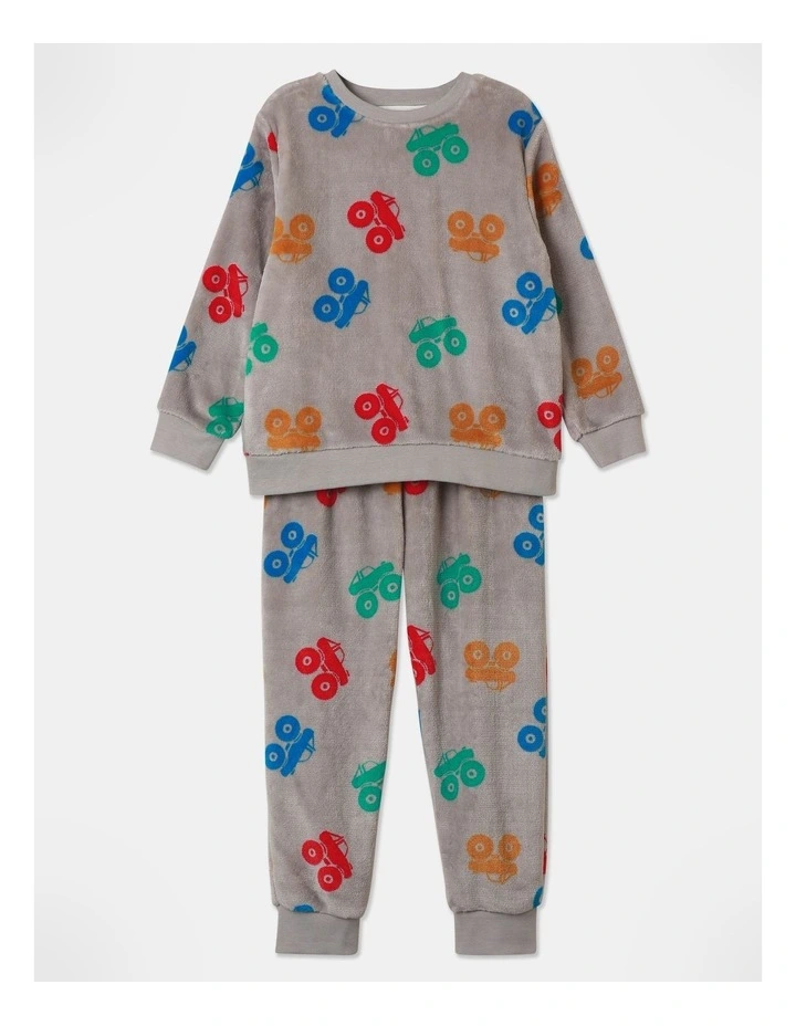 Monster Truck Pyjama Set in Grey
