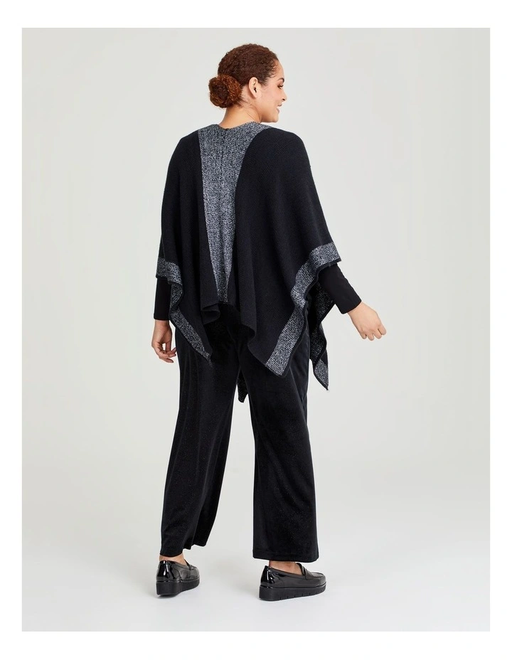 Metallic Stripe Poncho in Silver