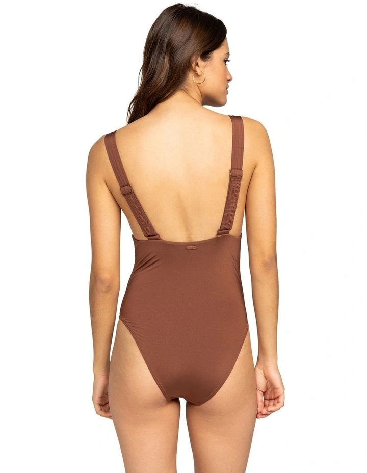 Silky Island High Leg One Piece Swimsuit in Root Beer