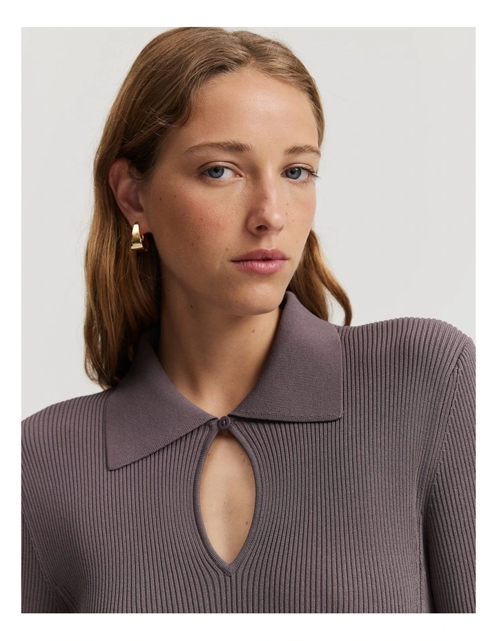 Rib Fit-and-flare Dress in Truffle