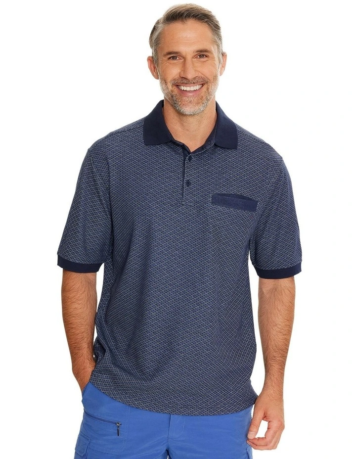 Diamond Micro Pima Polo Shirt in Ink