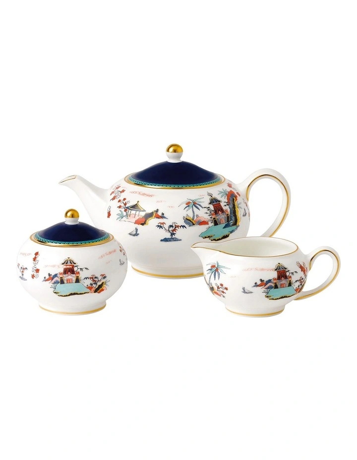 Wonderlust Blue Pagoda 3pc Tea Set