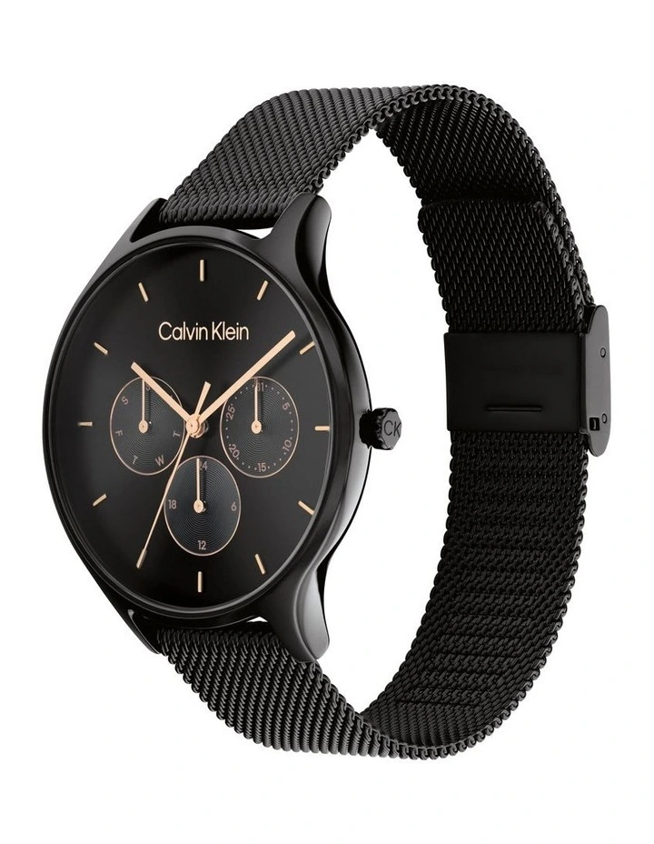 Timeless Mesh Multifunction Ionic Plated Black Steel Watch 25200105