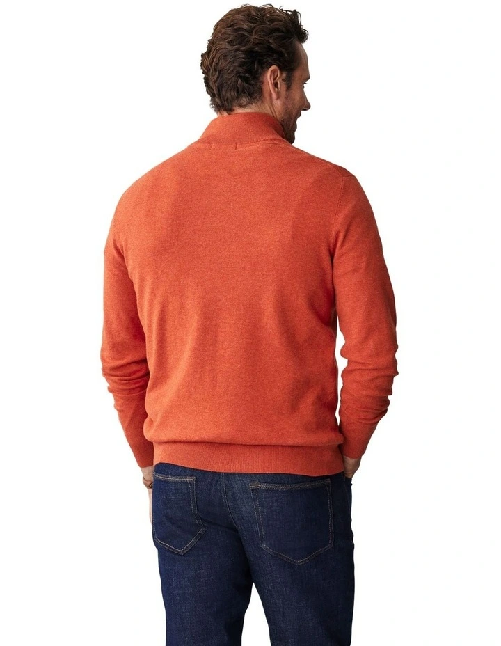 High Flex Half Zip Knit Sweater in Tangerine
