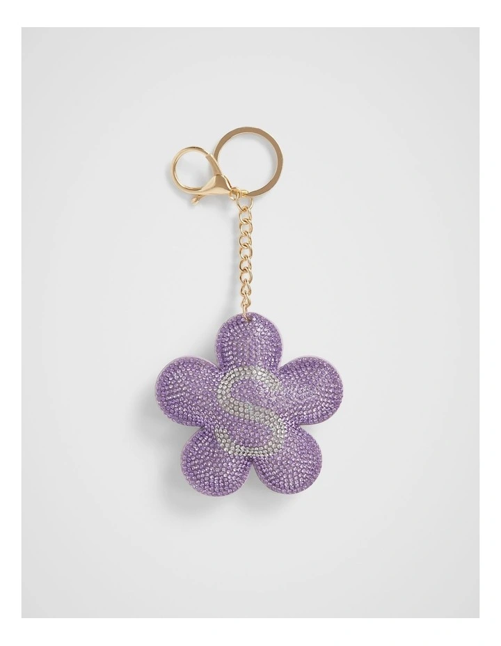 Daisy Initial "S" Keyring in Purple
