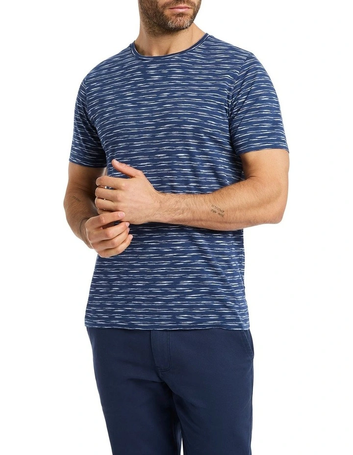 Sun Space Dye Tee in Navy Stripe