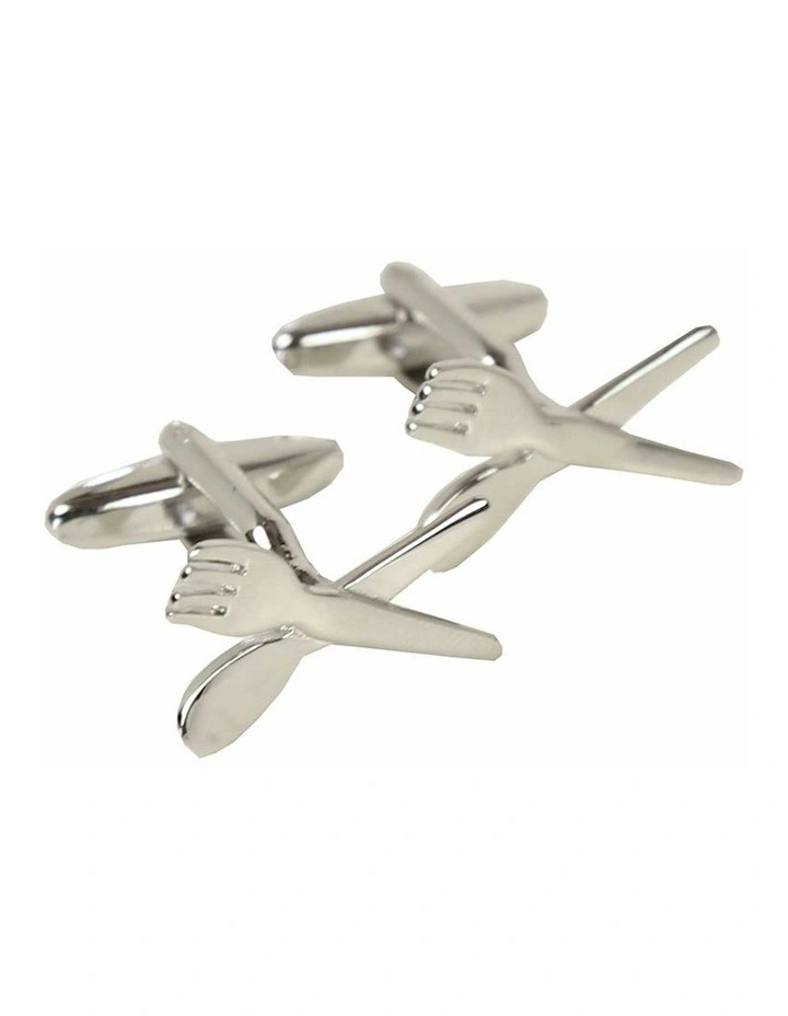 Fork and Spoon Cufflink in Silver