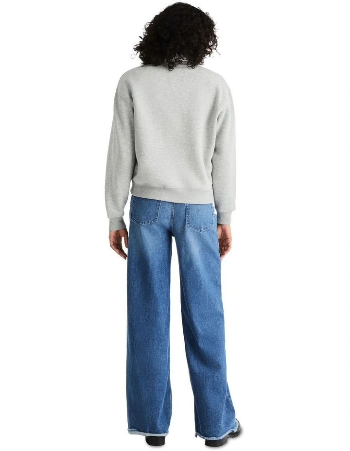 Mdn Regular Varsity Flock Sweatshirt in Light Grey Htr