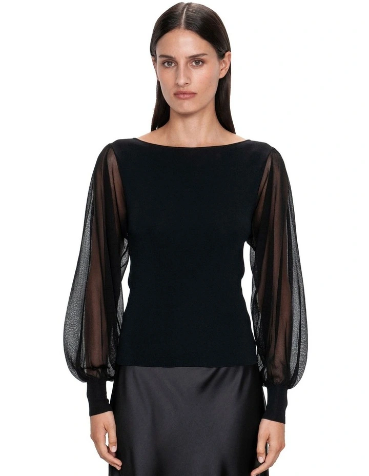Sheer Blouson Sleeve Knit