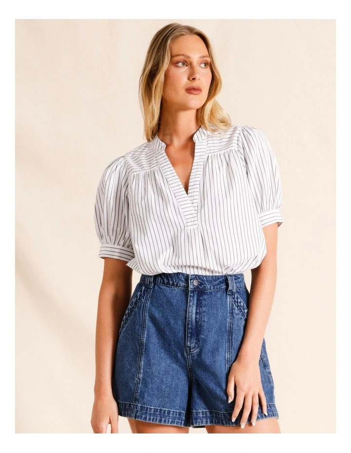 Organic Cotton Y/D Stripe Cotton Blouse in Assorted