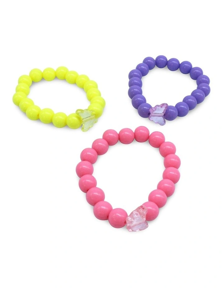 Beaded Butterfly Detail Bracelet 3 Pack in Multi
